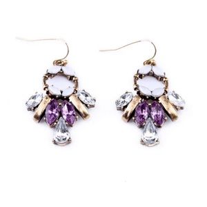 Purple on brass dangle earrings